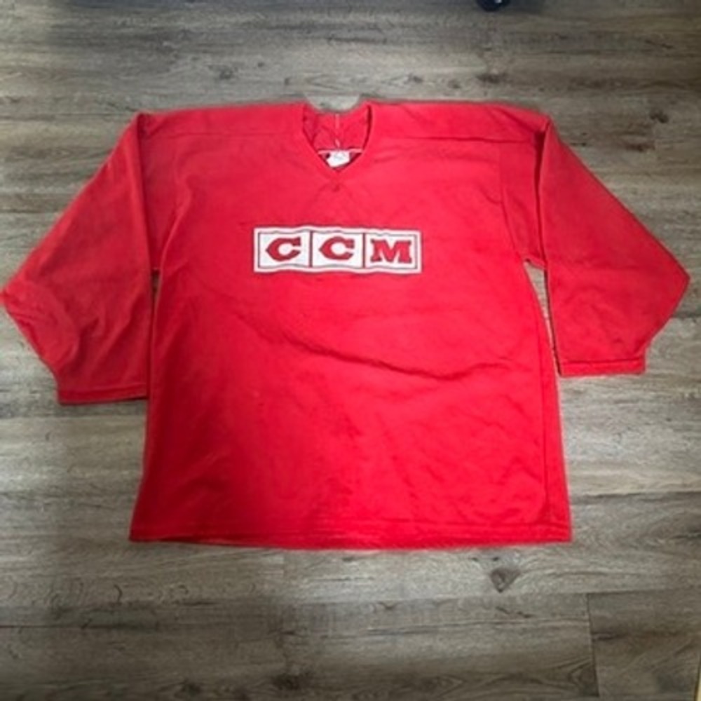 Vintage CCM Maska Air-Knit Hockey Jersey Red Mens XXL Number 1 Made in Canada